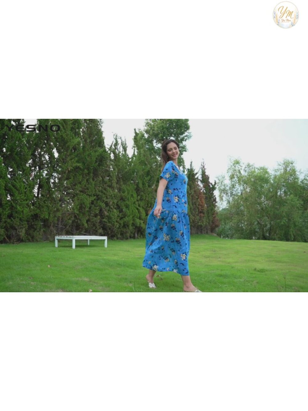 Womens Floral Maxi Dress Cotton Rayon Bohemian Swing Dress Pockets Casual - Picture 6 of 6